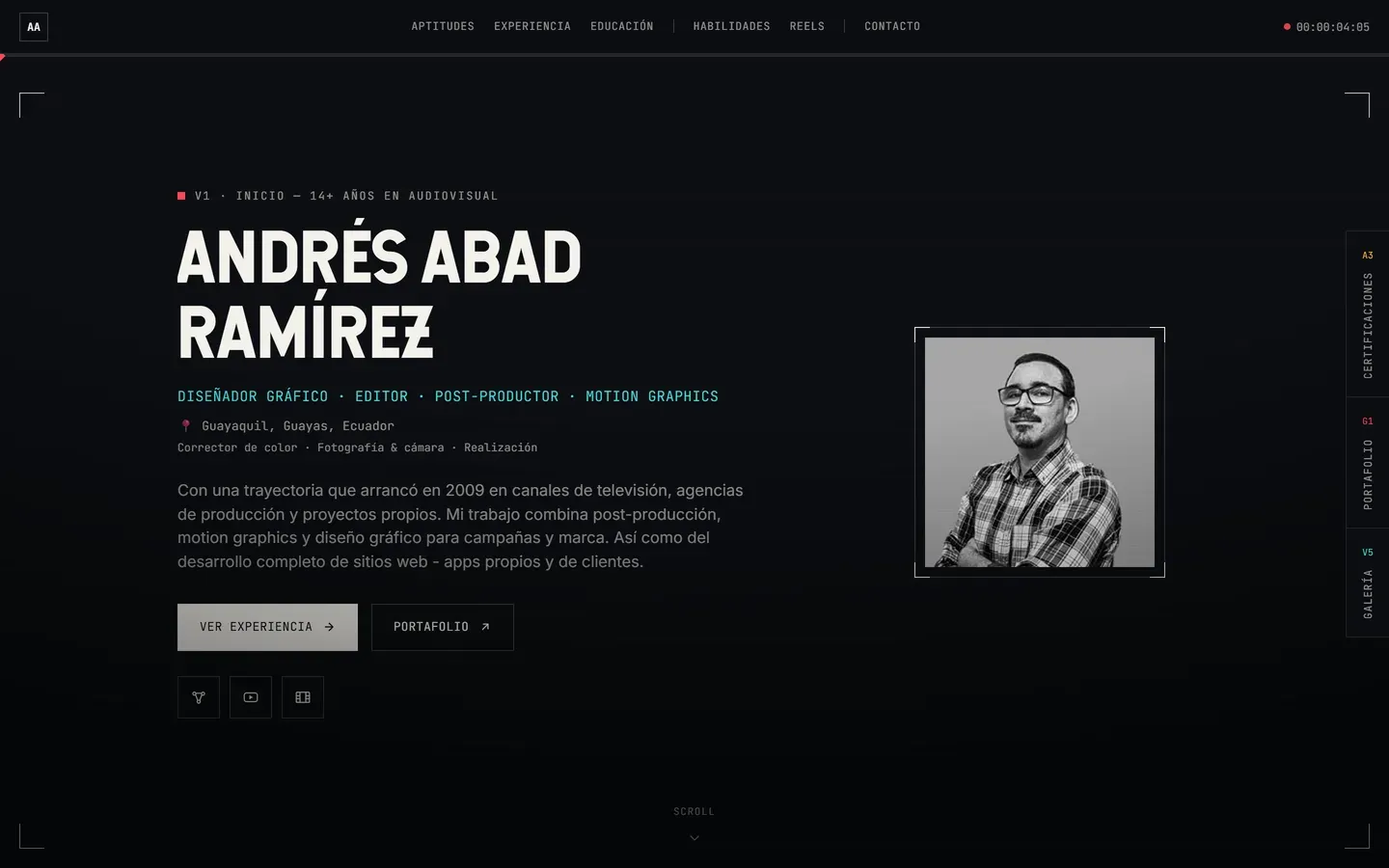 Captura del inicio de andresabadr.com
